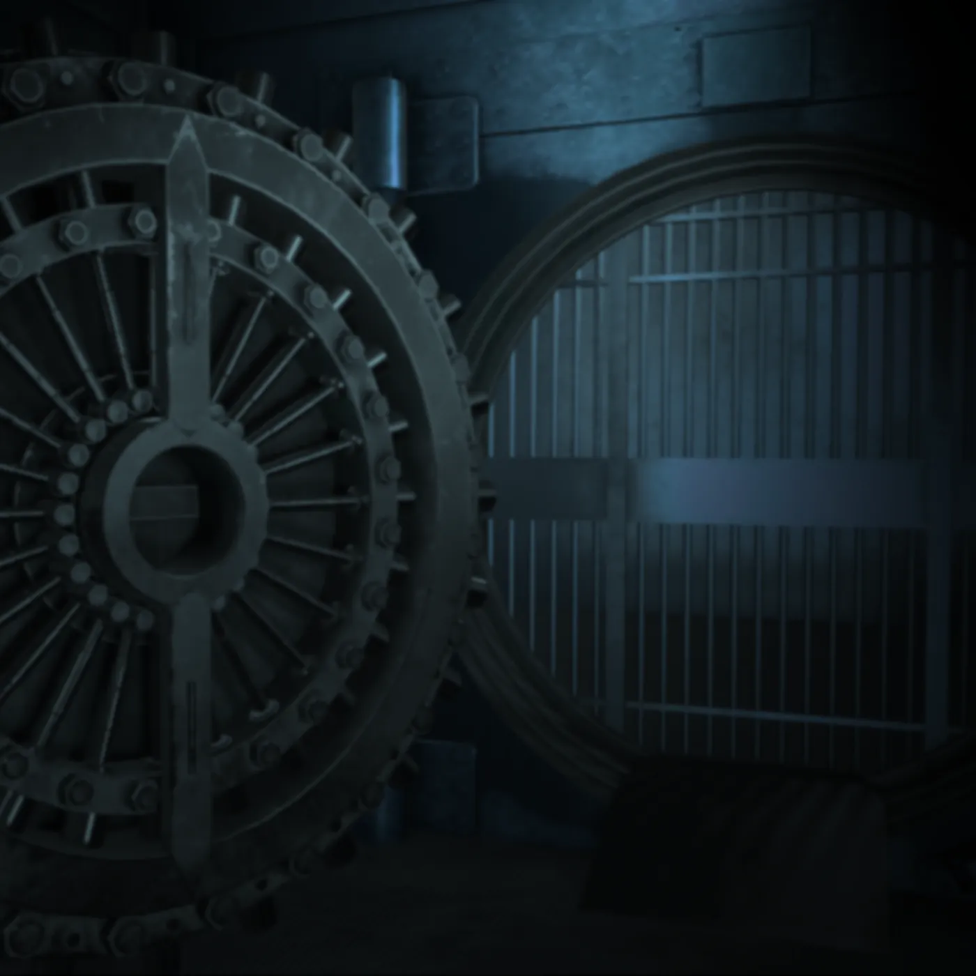 The great geared door of a bank vault